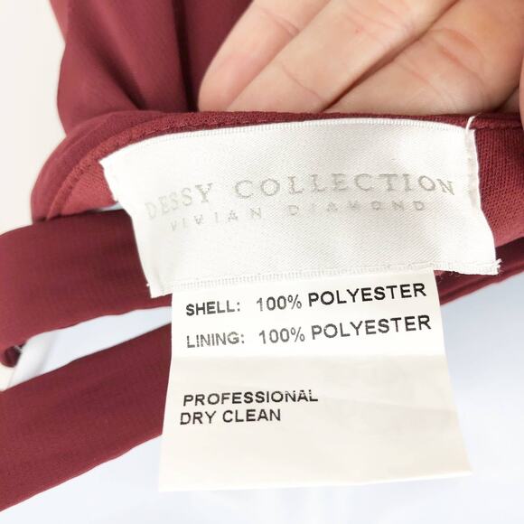 Dessy Collection Womens Halter Gown 2 Red Cabernet Maxi Dress Open Back NWOT - Picture 12 of 13